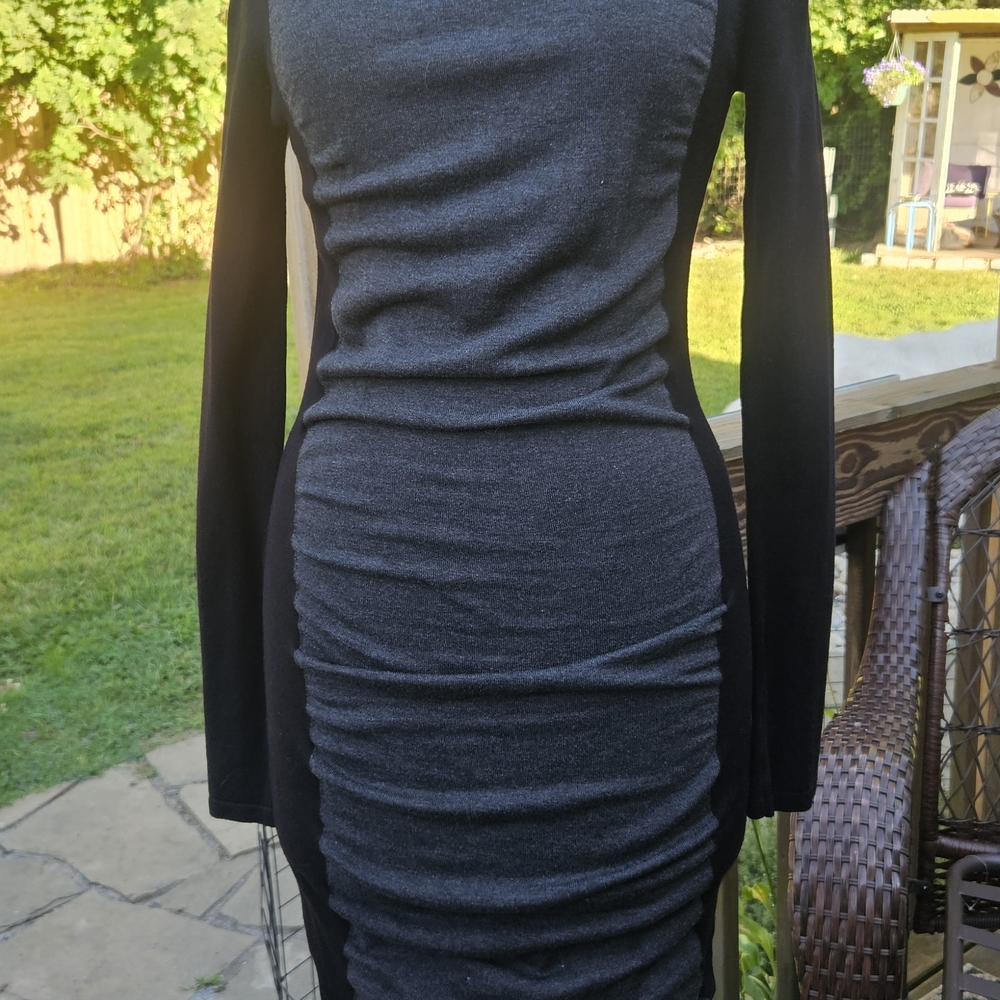 Express Black and Gray Long Sleeve Dress
